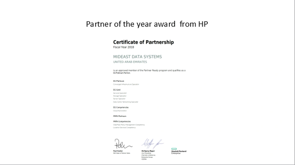 Partner of the year 2018 Photo credit: Mideast Data Systems
