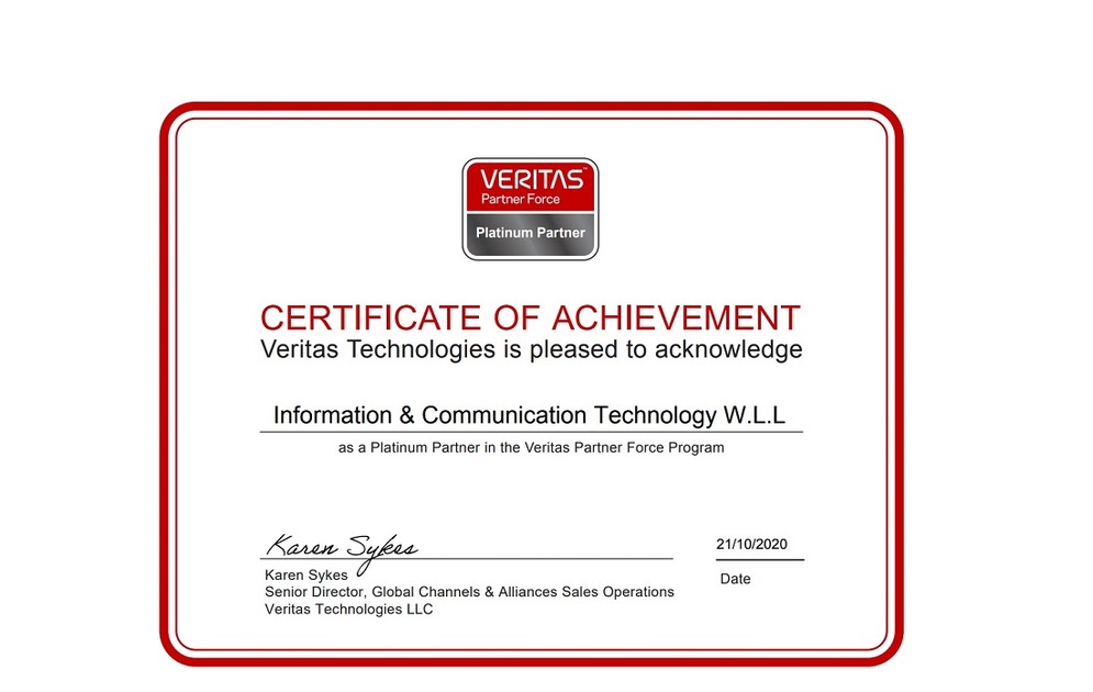 Hot off the (digital) press - the Veritas Platinum Award for ICT Photo credit: Veritas