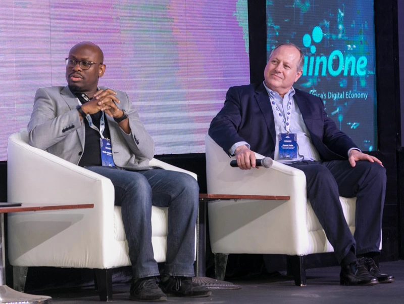 L-R: Wale Olokodana, Business Group Director, Microsoft Nigeria and Ernest Sales, CEO Selectium on a panel discussing “Harnessing the Power of the Cloud.” Photo Hewlett Packard Enterprise operated by Selectium