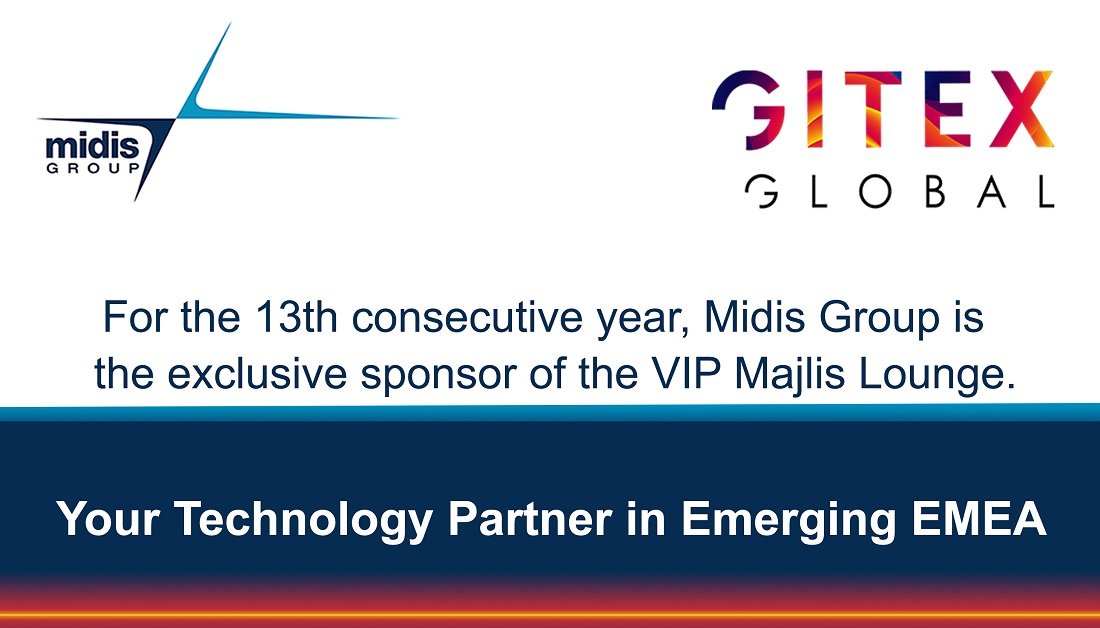 digital graphic with the words GITEX Global and Midis Group Majlis VIP suite