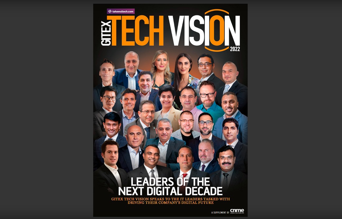 une couverture de magazine montrant un grand nombre de visages - sous le titre de GITEX Tech Vision