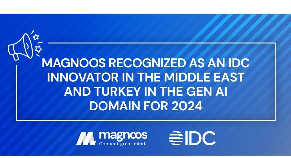 a blue digital graphic announcing Magnoos as an IDC Innovator